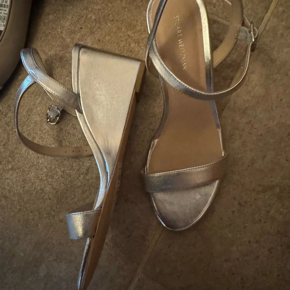 Stuart Weitzman Metallic Silver Sandals - Picture 4 of 4